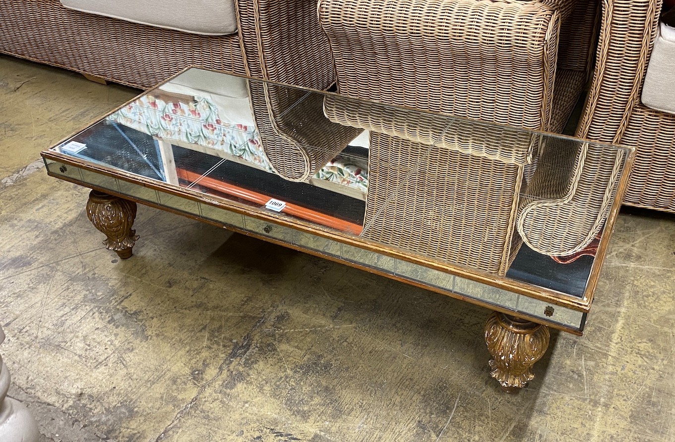 An Italian mirrored giltwood rectangular coffee table, width 110cm, depth 50cm, height 28cm